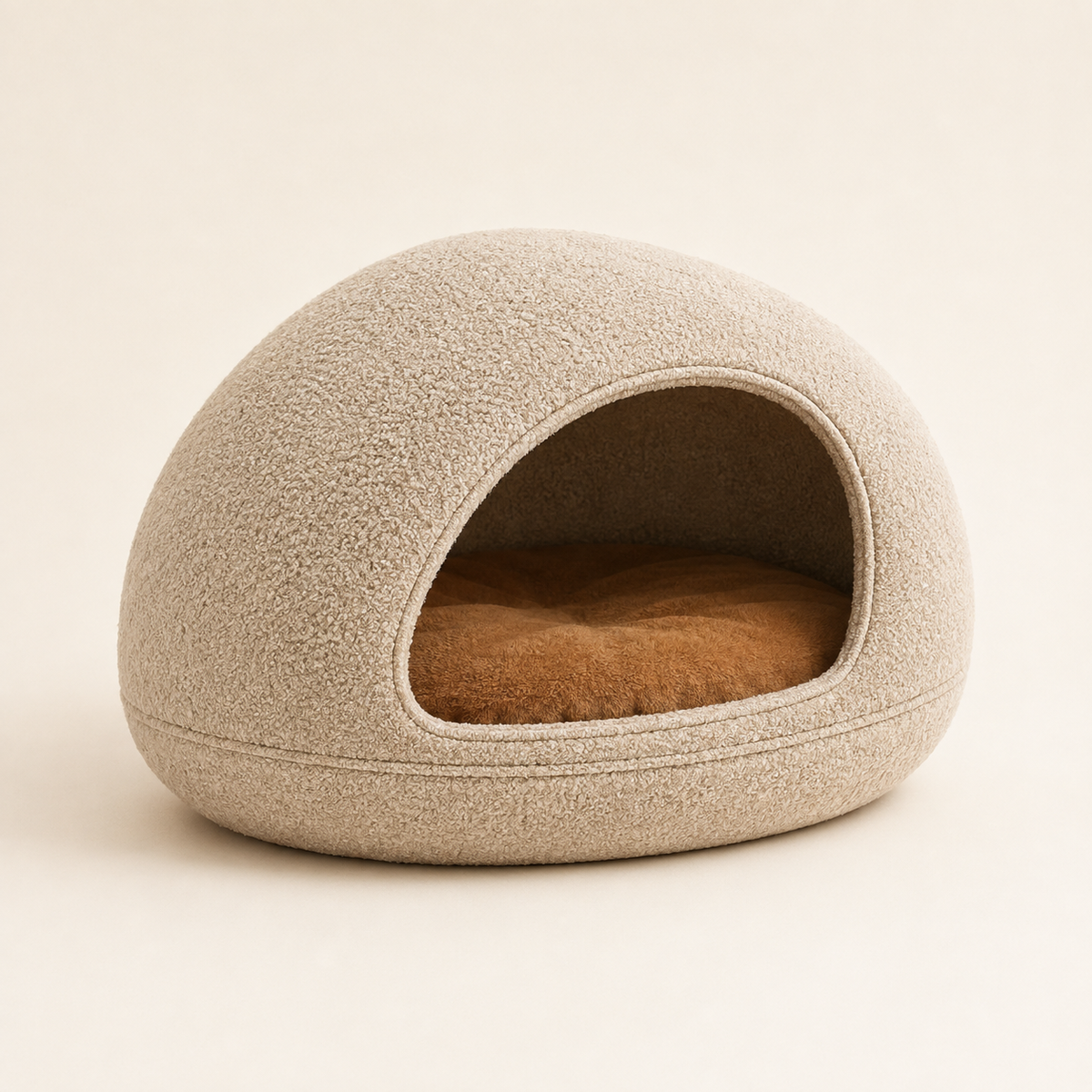 Nuzzellepets™ PebbleNest Bouclé Cat Cave