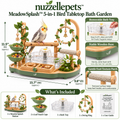Nuzzellepets™  5-in-1 Bird Tabletop Bath Garden – Perch, Fountain Bath, Swing, Feeding & Foraging Play Station for Cockatiels, Budgies, Lovebirds & Conures