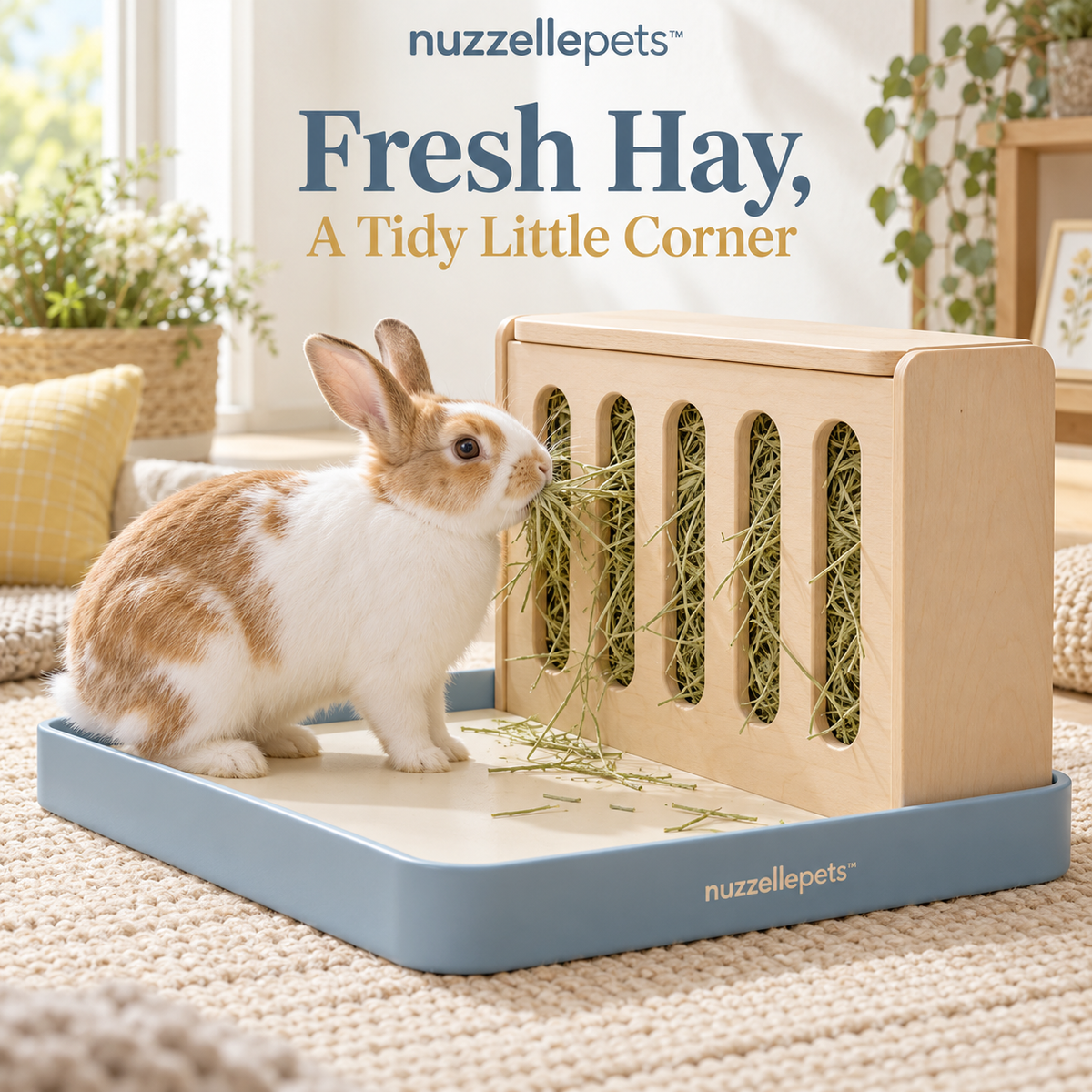 Nuzzellepets™ HayHarbor Rabbit Hay Feeder with Catch Tray