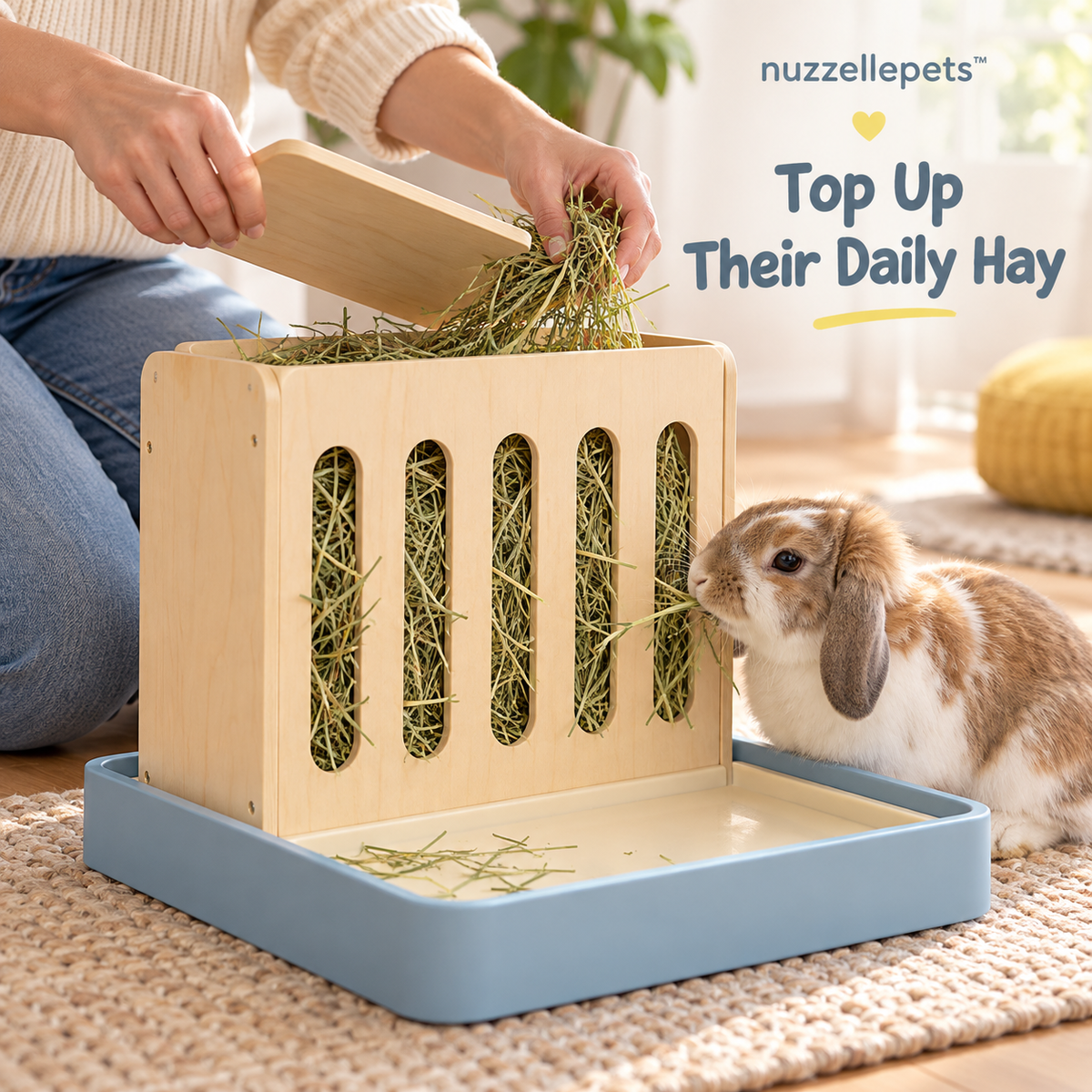 Nuzzellepets™ HayHarbor Rabbit Hay Feeder with Catch Tray