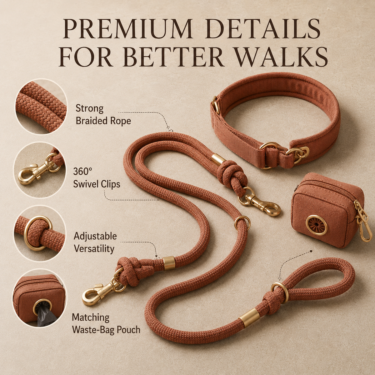 Nuzzellepets™ TerraLoop Convertible Rope Leash Set