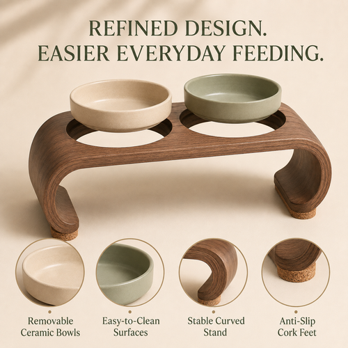 Nuzzellepets™ ArcTable Elevated Ceramic Bowl Set