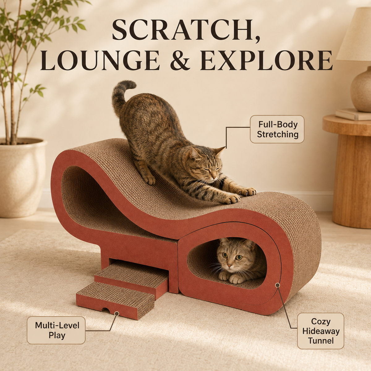 Nuzzellepets™ TerraWave Modular Cat Scratcher Lounge