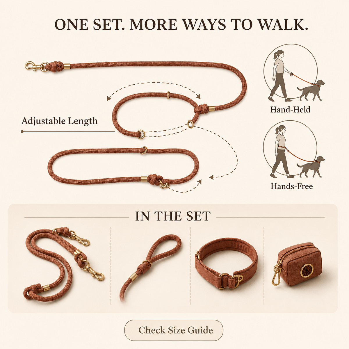Nuzzellepets™ TerraLoop Convertible Rope Leash Set