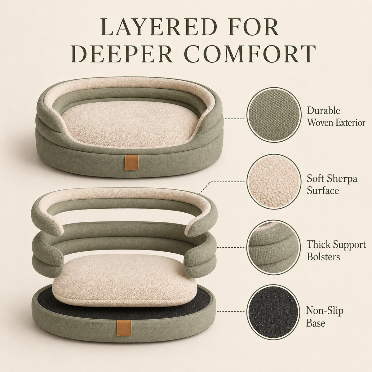 Nuzzellepets™ MeadowCloud Orthopedic Dog Bed