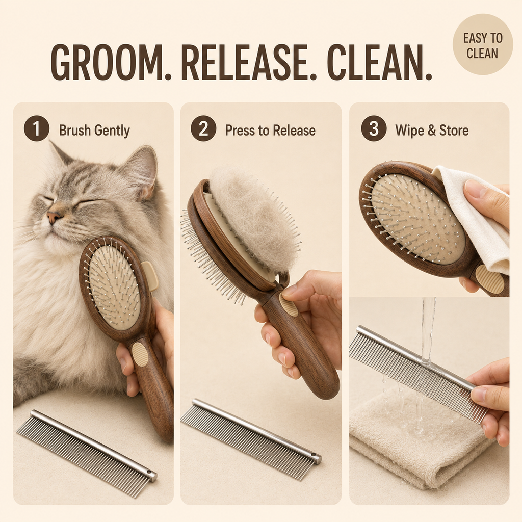 Nuzzellepets™ WoodGlide Release Grooming Set