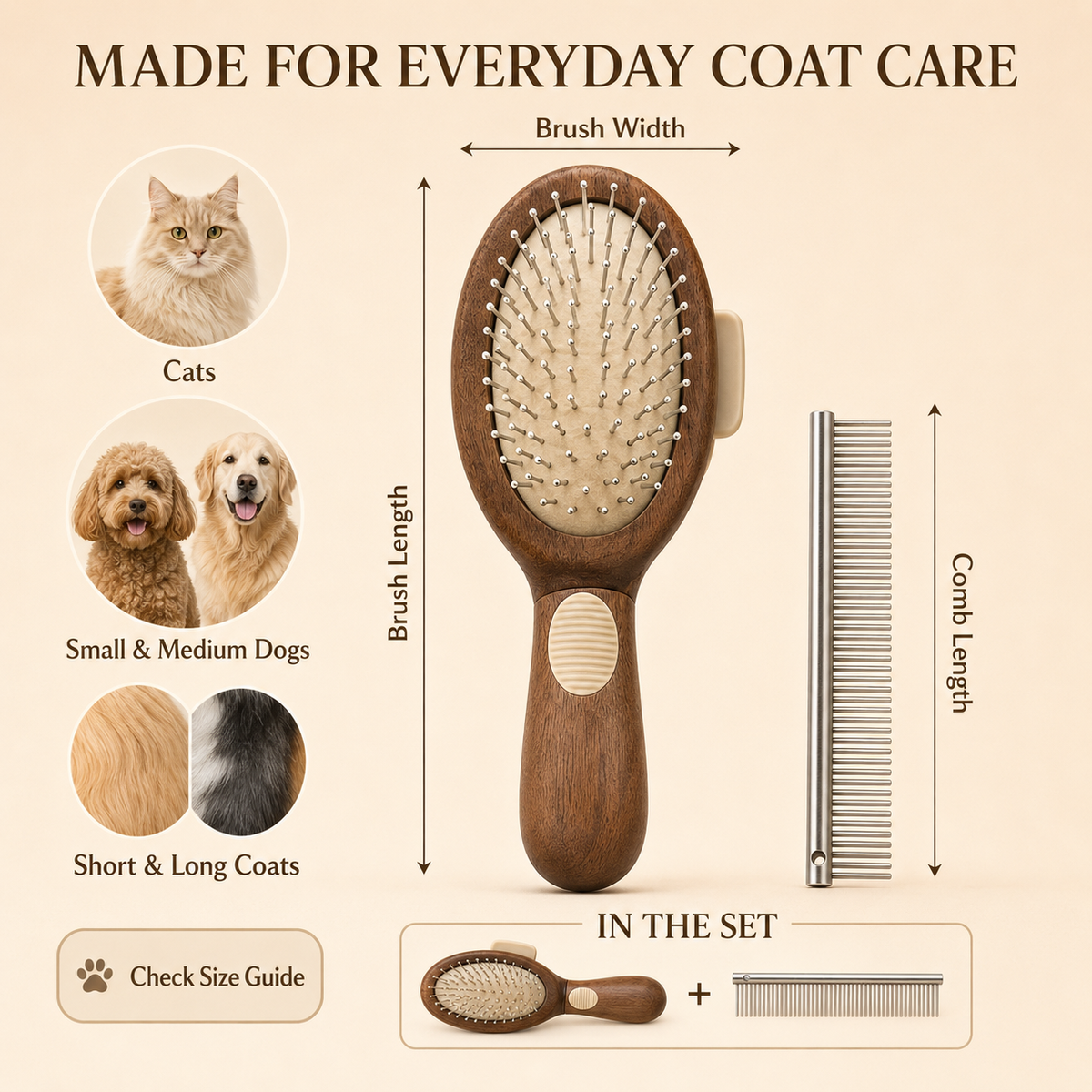 Nuzzellepets™ WoodGlide Release Grooming Set