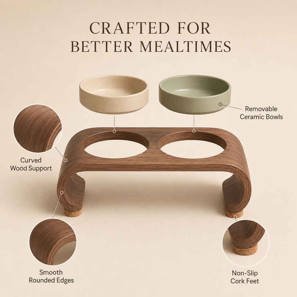Nuzzellepets™ ArcTable Elevated Ceramic Bowl Set