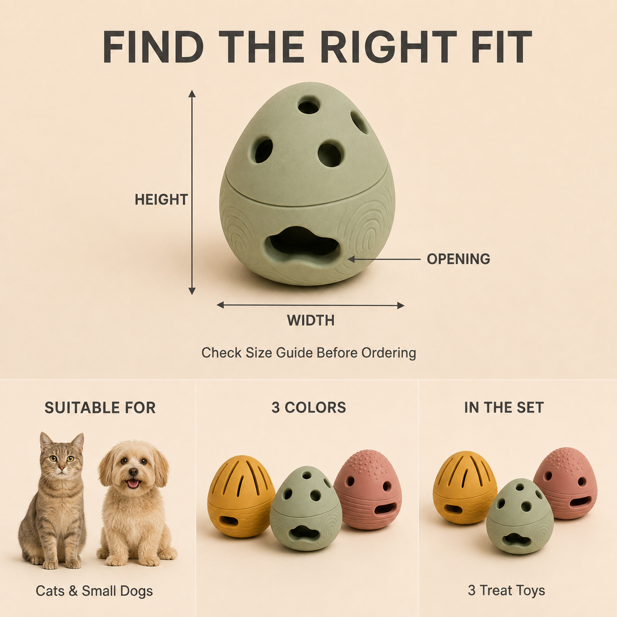 Nuzzellepets™ PebbleQuest Enrichment Toy Trio