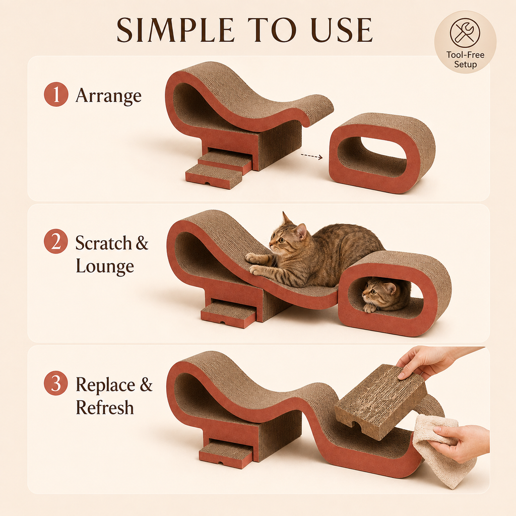 Nuzzellepets™ TerraWave Modular Cat Scratcher Lounge