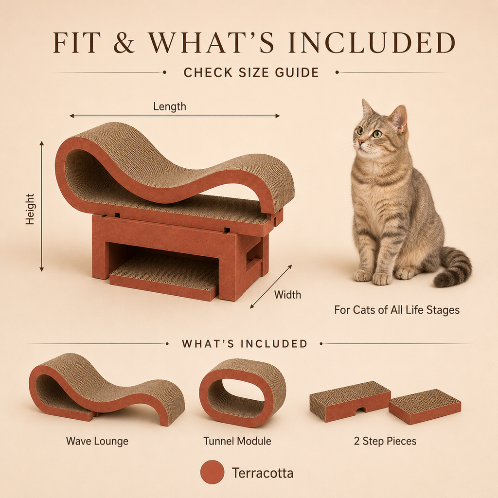 Nuzzellepets™ TerraWave Modular Cat Scratcher Lounge