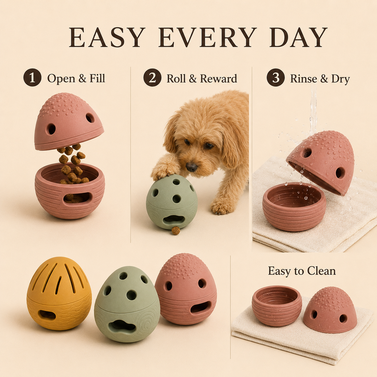 Nuzzellepets™ PebbleQuest Enrichment Toy Trio