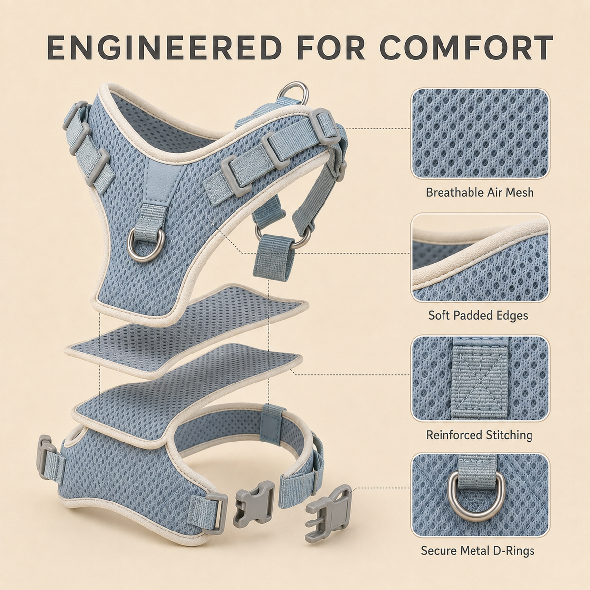 Nuzzellepets™ AirContour Padded Dog Harness